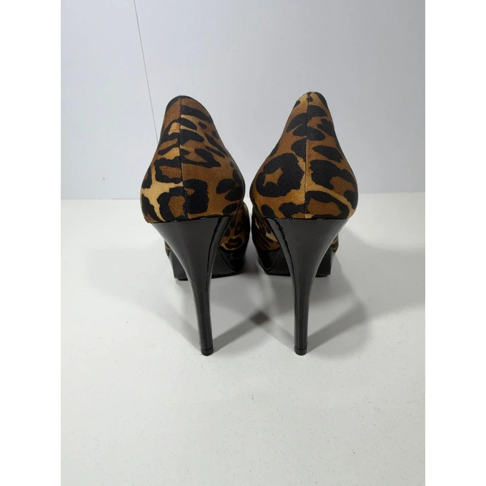 GUESS Womens Leopard Print Platform Pumps Brown Black Animal Print Heels Size 8M